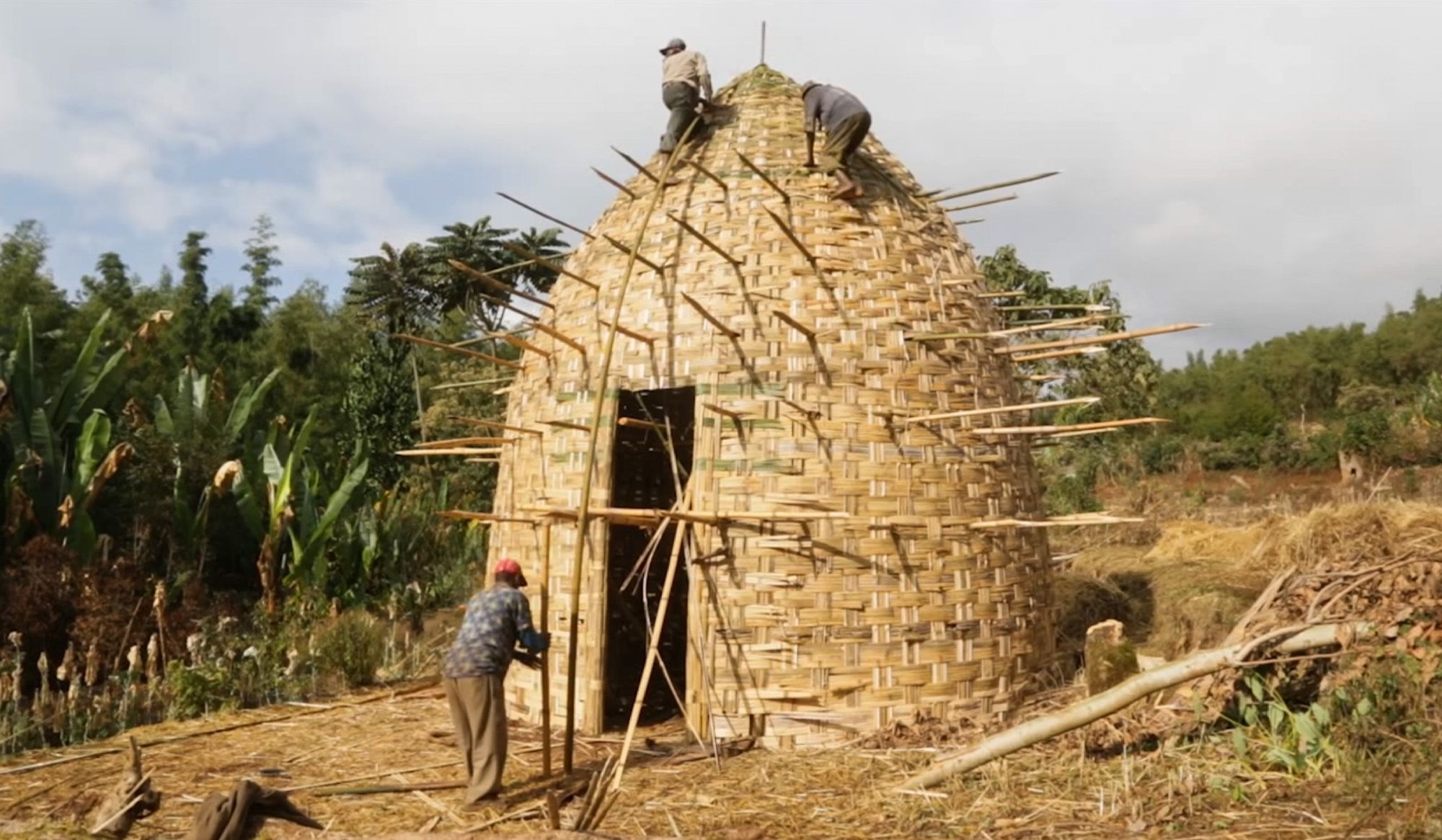 Weaving a bamboo house | Aeon
